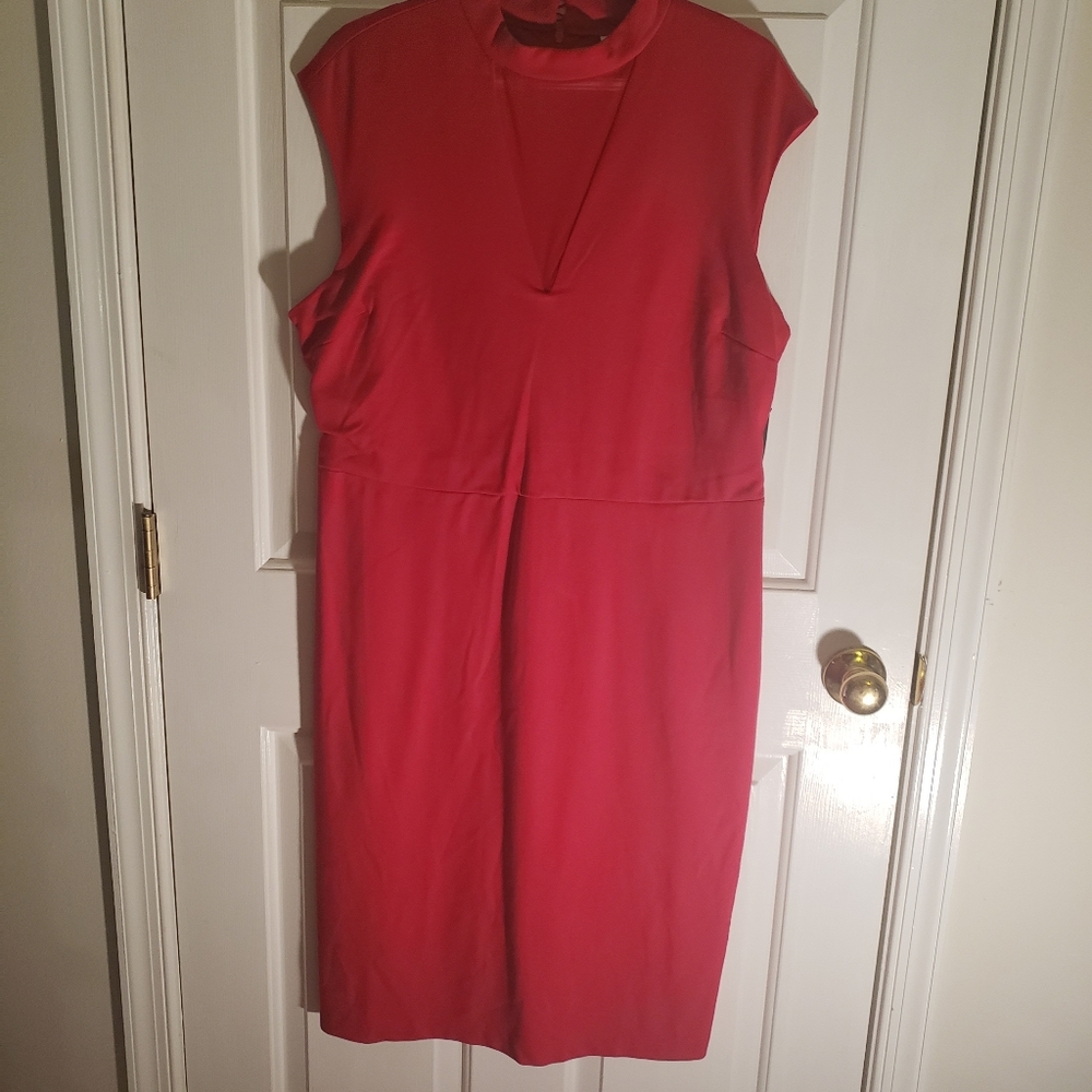 Dress Red fancy   Scheer V neckline